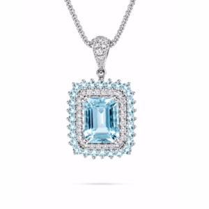 Aquamarine & Diamonds Necklace in 18K Gold