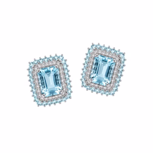Aquamarine & Diamonds Earrings in 18K Gold