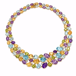 Semi-Precious Stones & Diamonds Necklace in 18K Gold