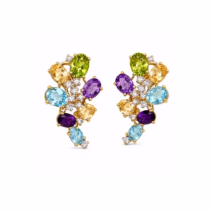 Semi-Precious Stones & Diamonds Earrings in 18K Gold