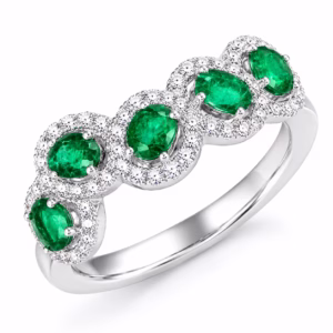 Emeralds & Diamonds Ring in 18K Gold