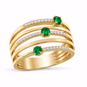 Emeralds & Diamonds Ring in 18K Gold