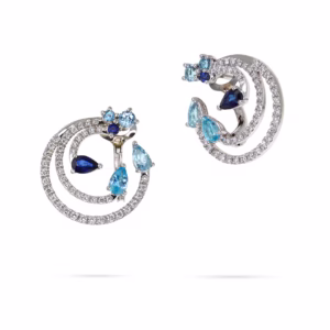 Multi-Gemstone Diamond Earrings in 18K Gold