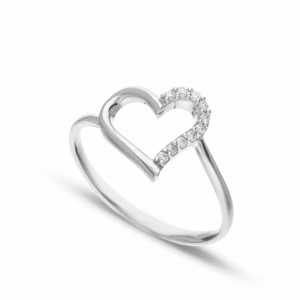 18Kt Gold Ring Heart White Gold