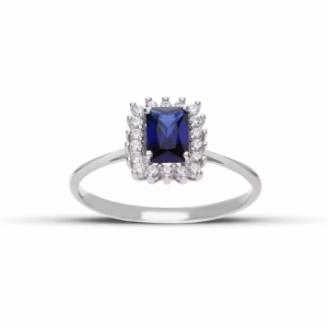 18Kt Gold Ring Wit Stone Square White Gold