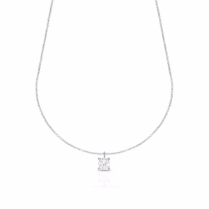 9Kt Gold Harmonia Pendant Necklace with White Stone - White Gold