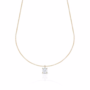 9Kt Gold Harmonia Pendant Necklace with White Stone - Yellow Gold