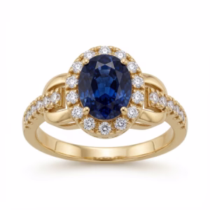 Blue Sapphire & Diamond Ring in 18K Gold