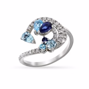 Multi-Gemstone Diamond Ring in 18K Gold