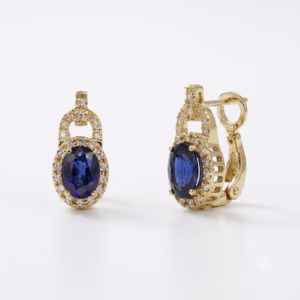 Blue Sapphire & Diamond Earrings in 18K Gold