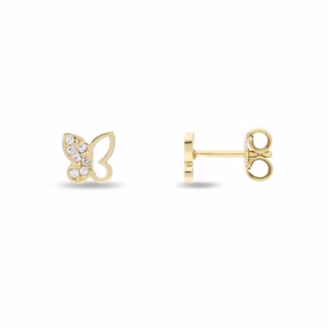 18Kt Gold Earrings Butterfly Yellow Gold