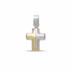 18Kt Gold Pendant Cross Two Tone