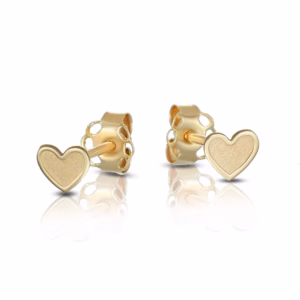 9Kt Gold Baby Heart Stud Earrings - Satin Gold
