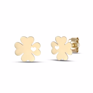 9Kt Gold Four Leaf Clover Stud Earrings