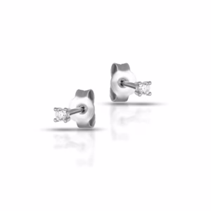 9Kt Gold Harmonia Stud Earrings with White Stone - White Gold