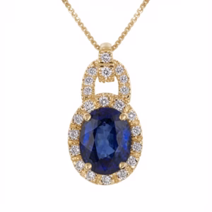 Blue Sapphire & Diamond Necklace in 18K Gold