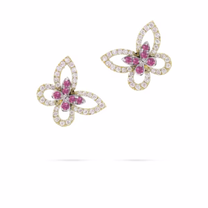 Pink Tourmaline & Diamond Earrings in 18K Gold