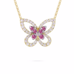 Pink Tourmaline & Diamond Necklace in 18K Gold