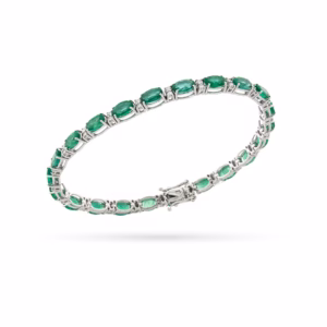 Emerald & Diamond Tennis Bracelet in 18K Gold