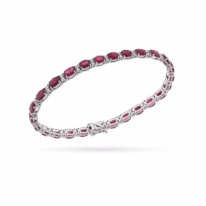 Blue Sapphire & Diamond Tennis Bracelet in 18K Gold